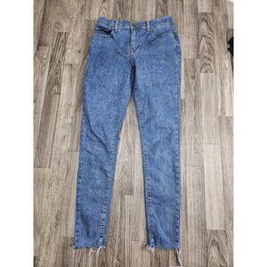 Levis 710 Super Skinny Jeans Womens 28 Blue Distressed Raw Hem Stretch Denim